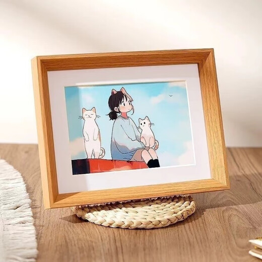 Wooden photo frame for setting up photo frame six, six, seven, eight, eight, ten, 10-inch A4 photo frame, calligraphy picture frame for wall hanging, versatile and atmospheric, wood color (with cardboard) A4-inch inner diameter 21cm*29.7cm (can be placed horizontally or vertically)