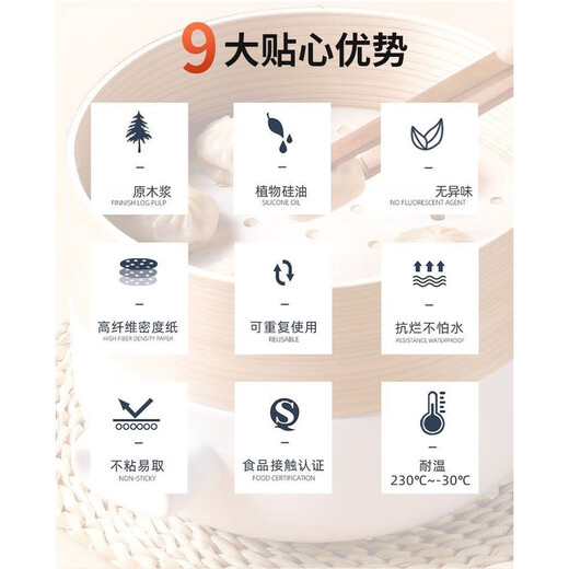 Sailotou perforated steamer paper non-stick commercial steamed buns high temperature resistant household steamer basket 9 inches 20 packs 8000 sheets