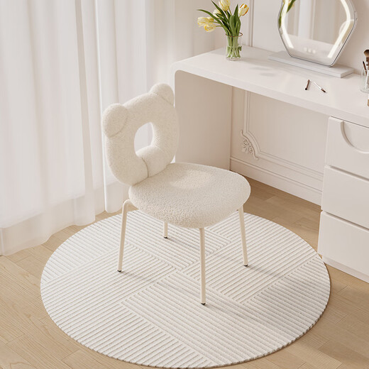 Hangxuan Shijia Makeup Stool White Dressing Stool Girls Bedroom Dressing Table Chair Back Makeup Stool Bonnie Bear Makeup Chair Pure White Lamb-Fixed Style