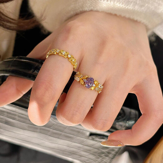 Qingyi gold bauhinia ring for women new style 999 pure gold niche design ring for girlfriend Chinese Valentine's Day gift 10 circle size gold about 3.7g-3.8g