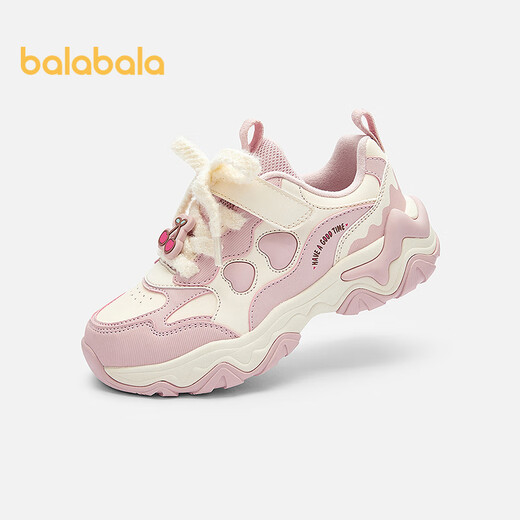 Balabala children's shoes children's sports shoes girls' shoes 2025 new autumn and winter shoes non-slip dad shoes plus velvet sweetness