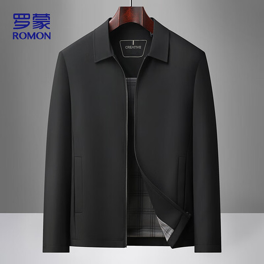 ROMON executive jacket men's coat men's autumn and winter casual lapel hall style middle-aged and elderly dad wear 2539 navy 2XL