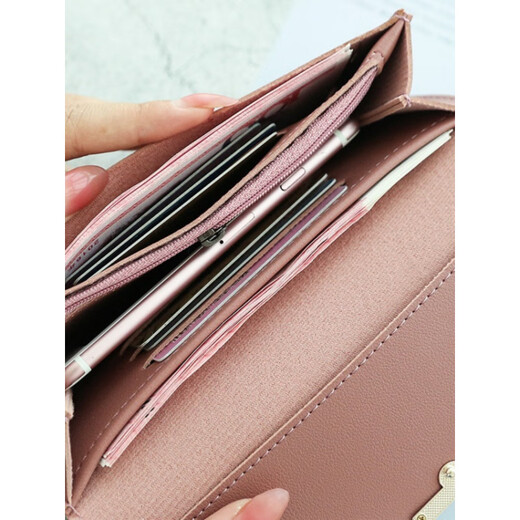 Kangaroo wallet women's long 2025 new Japanese and Korean large capacity multi-card slot fashion simple and versatile folding clutch wallet black