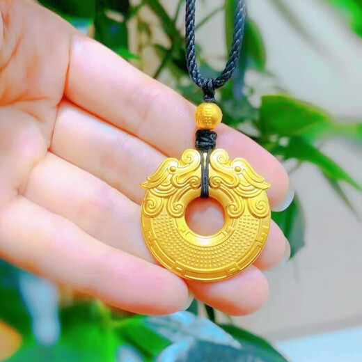 BMOI Old Phoenix 999 pure gold 18k dragon and phoenix safety buckle pendant double dragon transfer bead necklace animal year gift