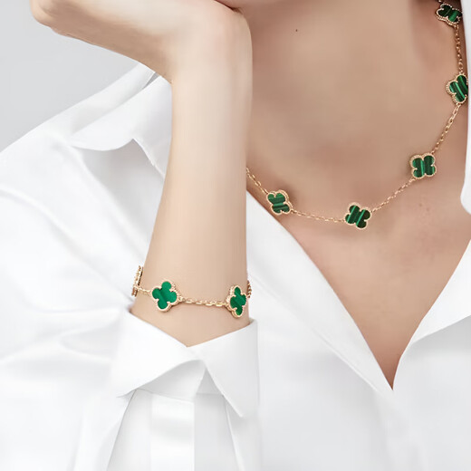 COASZE 18K rose gold four-leaf clover five-flower bracelet for women AU750 color gold carnelian bracelet for girlfriend five-flower bracelet black agate gold color