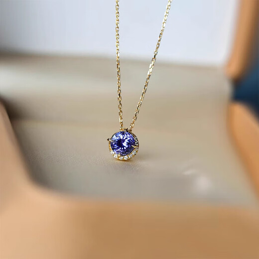 DL 1998 Fat Donglai same style tanzanite necklace Japanese natural tanzanite 18K gold necklace light luxury natural tanzanite necklace