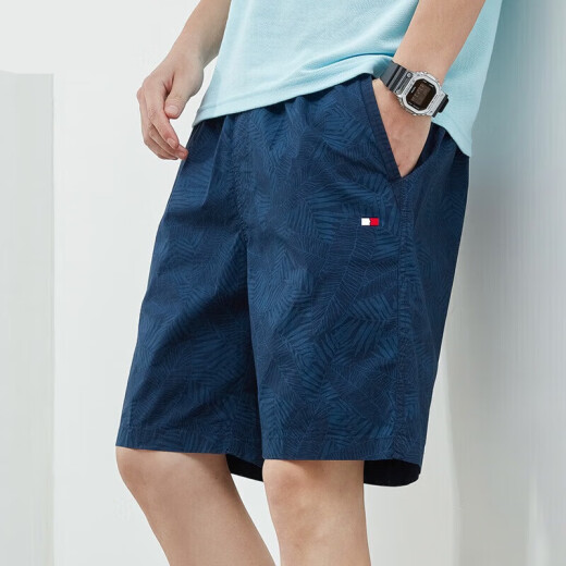 Tommy Jeans Tommy American Summer Pure Cotton Fünf-Punkte-Shorts Casual Vielseitige Strandhose Herren-Trendy Business 9224 Hellgrau + 9215 Bean Green L (Empfohlen 120-135 Jin [Jin gleich 0,5 kg]))
