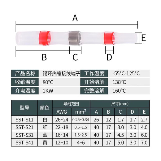 Bohuida pressure-free solder ring heat shrinkable tube waterproof quick terminal block parallel insulated wire sleeve artifact
