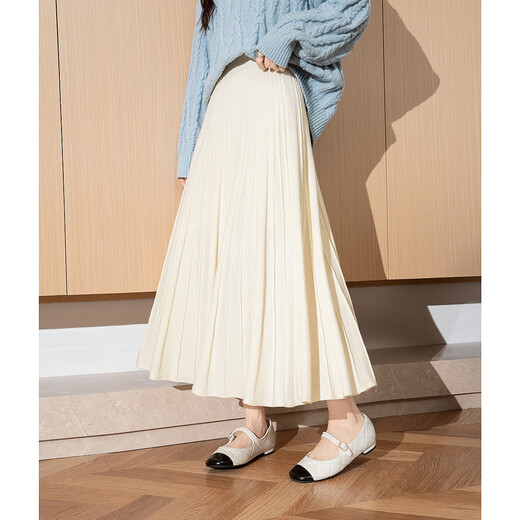 TonLion 2025 Autumn Women's Pleated Wool Umbrella Skirt Half-length Skirt