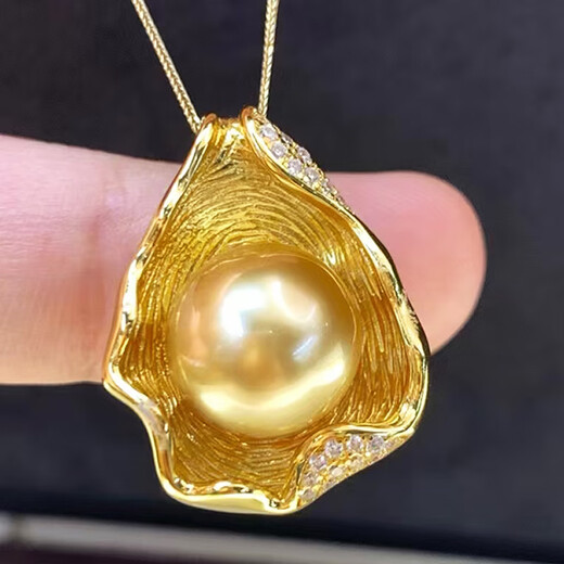 WEIYAN One thing and one picture South Sea gold beads S925 silver Tahitian black pearl pendant women's seawater pearl pendant single C18 free S925 silver chain