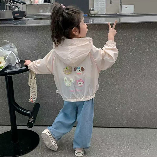 Disney Girls Summer Sun Protection Clothing 2025 New Children's Style Girls Summer Cartoon Baby Girl Sun Protection Clothing Coat Thin White 120 Recommended 110-120cm6-7 years old cm