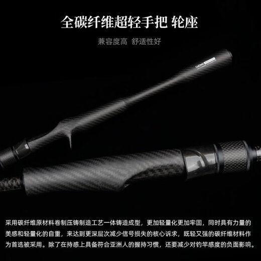 HANO瀚诺骨隼路亚虫竿全碳纤维握把鸦骸轻量化远投路亚竿 682m 骨隼SL/MH富士直柄全碳纤维