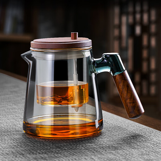 Xiduomi teapot elegant cup 2025 new walnut handle glass liner one-touch filter tea water separation teapot
