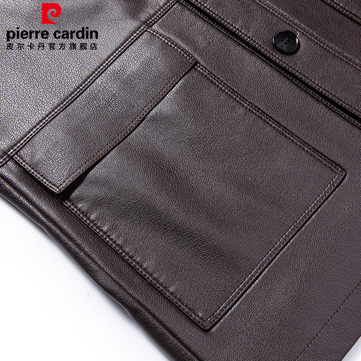 Pierre Cardin leather jacket men's spring and autumn business casual lapel leather jacket middle-aged men's dad's jacket tops for men