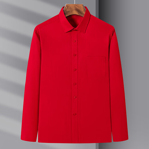 GY Wholesale Spring and Autumn Quick-drying Long-sleeved Shirts for Men's Anti-Wrinkle-Free Iron-Free Easy-Take Business Clothing Daddy's Clothing Father's Day Gift 6630 38 (115-120Jin[Jin equals 0.5 kg])