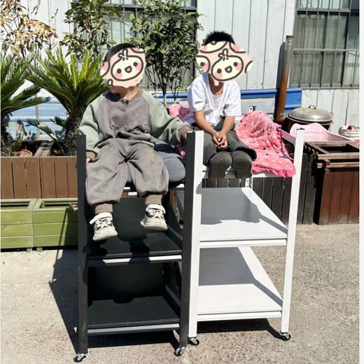 VALDERA尿布台置物架婴儿换尿布护理台可移动多功能婴儿床新生宝宝穿衣台 深邃黑【围栏联系客服】带轮款 三层*/长800/宽500/高800/*