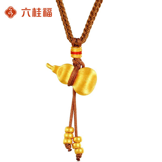 Liuguifu Jewelry Gold Gourd Necklace Women's Pure Gold 2025 New Style Pure Gold Braided Rope Pendant as a Birthday Gift for Mom and Girlfriend Pure Gold Gourd Pendant (Braided Rope Style) 2.35g