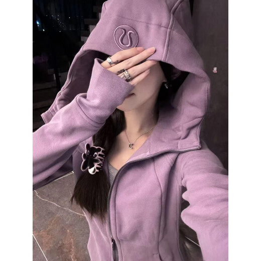 Lulu lulu2025 new autumn and winter thin velvet scuba sweatshirt versatile full zipper slim jacket sports sweatshirt New Year red (slim version) M 6 size (100-115Jin Jin equals 0.5 kg)