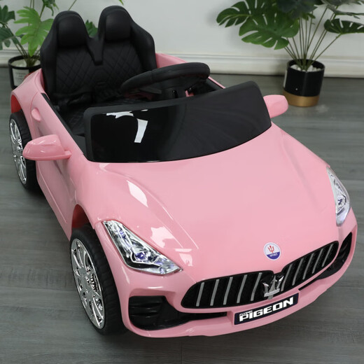 Children's electric car four-wheel car remote control toy car child can sit large baby stroller rechargeable white bluetooth music swing remote control self-driving anti-