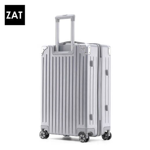 ZAT high-looking zipper suitcase trolley case student suitcase small boarding case password box silver 24 inches