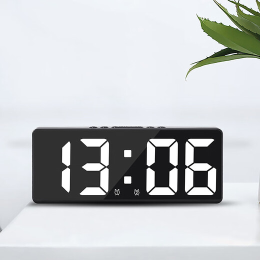 New multifunctional LED alarm clock for student dormitory small alarm clock with temperature and date display multi-group alarm clock 6628 black shell and white light
