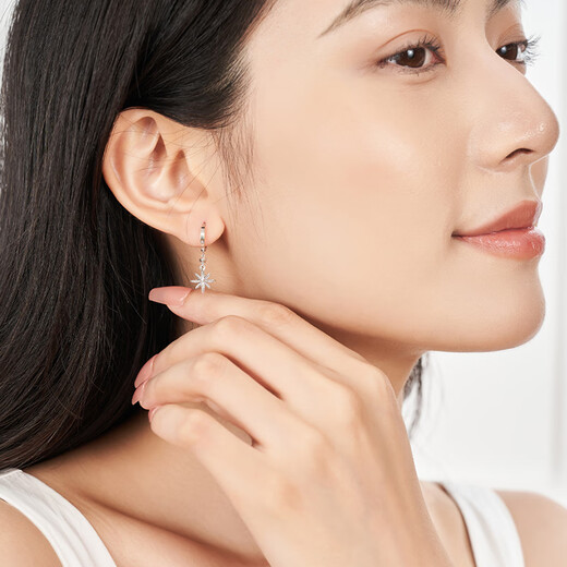 Ming brand jewelry platinum Pt950 platinum star track eight-mand earrings gift for women BFH0123 platinum earrings about 2.51 grams