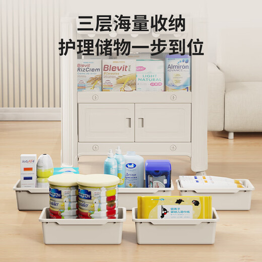 IGIFTFIRE Diaper Table Baby Care Table Newborn Baby Changing Table Massage Touch Bath Table Diaper Table (No Doors + PU Pad