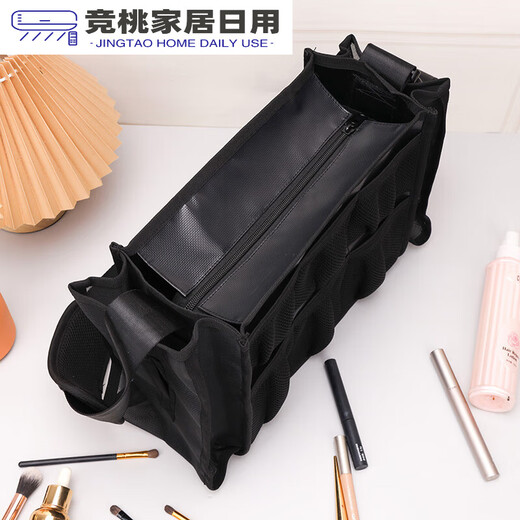 Make-up artist and make-up brush bag, crew on-site storage waist bag, outdoor cross-body back, portable, large, without zipper, black