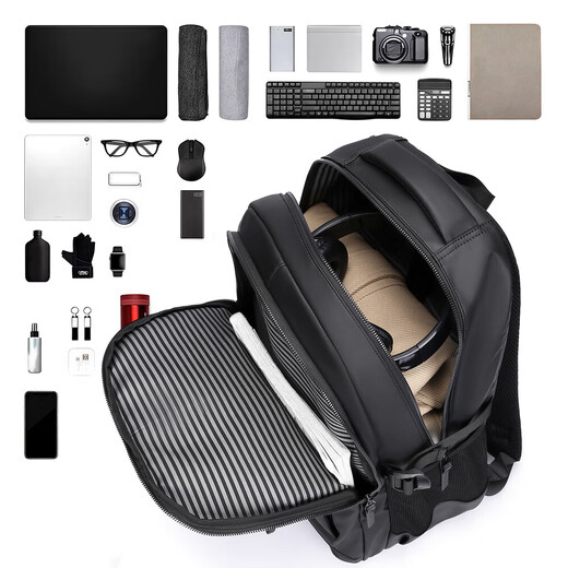 Herrengeschäft pendeln leichte Rucksack mit großer Kapazitäts-Rucksack College-Student 16-Zoll-Laptop Schoolbag Grey [wasserdichtes und abgenutzte Material]