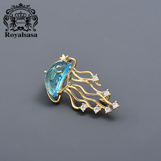 Royal sasa royal salsa ocean jellyfish brooch blue bright corsage collar pin women's suit coat sweater pin anti-exposure