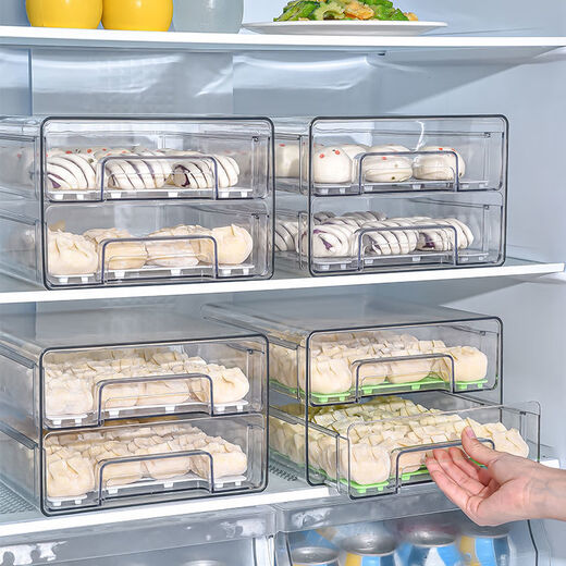 Vinoa drawer-type dumpling box multi-layer dumpling box crisper refrigerator quick-frozen dumplings and wonton food storage box double-layer dumpling box white