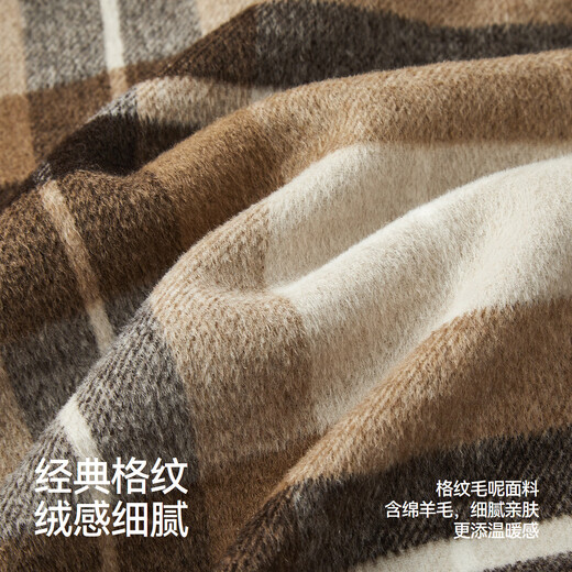 Semir Wang Anyu | Shopping mall same style | Woolen jacket men's winter plaid shirt 25 retro tops 101725118103