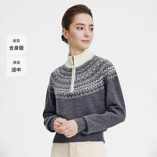 Navigare Italian dinghy women's all wool knitted Fair Isle style wool sweater 2334045503 off-white L