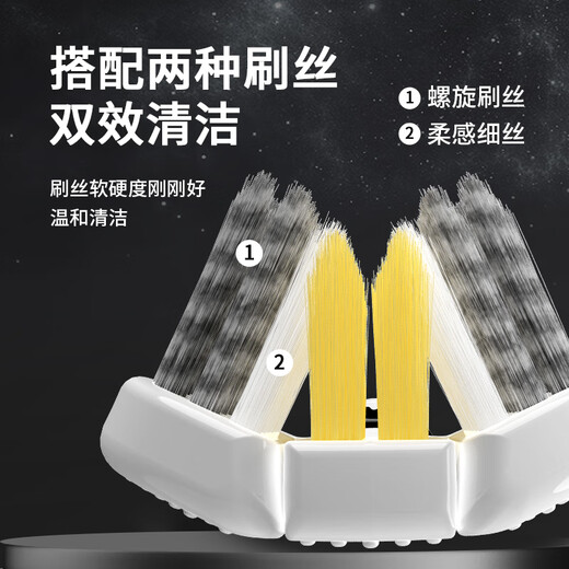 OralGos British three-sided toothbrush soft-bristled adult model C-shaped brush head for men and women students and couples home three-head toothbrush 1 box three-sided toothbrush 2 pieces