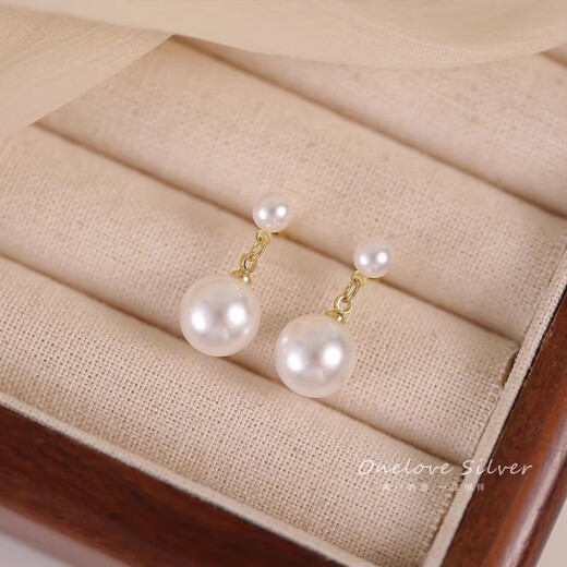 FVIP Old Phoenix 999 sterling silver pure silver earrings pearl earrings earrings silver needle niche design retro temperament earrings pendant pearl earrings a pair of 2 pieces