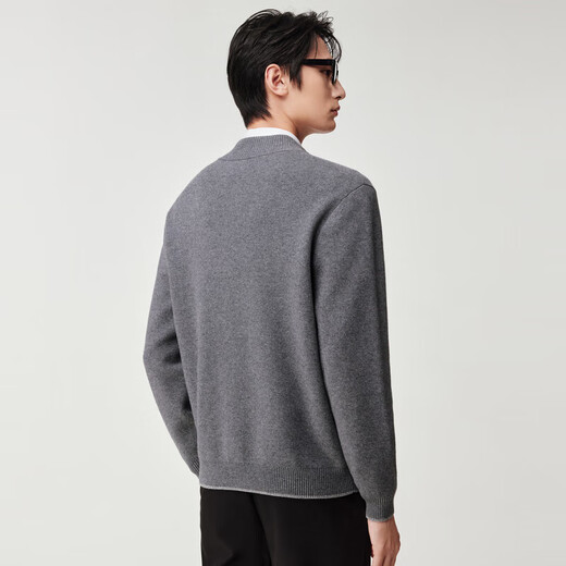 Jiumuwang Shopping Mall Same Style Men's Sweater Men's 2025 Spring New Comfortable Sheep Wool Single-breasted Stand-up Collar Sweater JX Slim Version + Asphalt Gray + FK1552612 XL 180/100A(52)