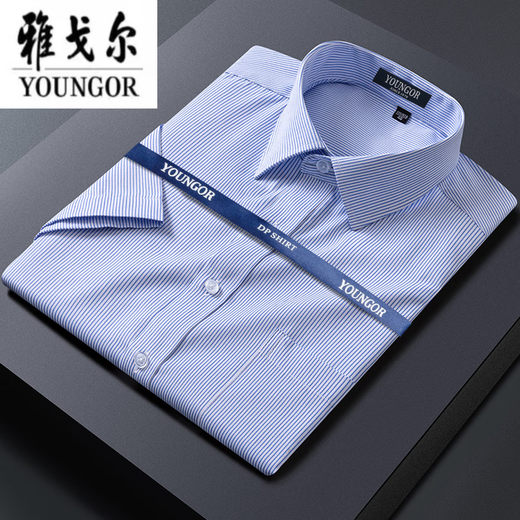 CEO YAGEOL Sonderpreisfreiheit für kurzärmelige Hemden von Männern für Business Casual Professional Professionaler Kleidung Baumwolle kostenlos Eisen-weißes Hemd DX6629 Plaid 43
