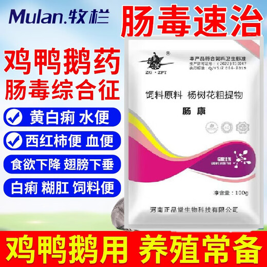 Enterotoxin removal for poultry, necrotizing enteritis, yellow-green loose stools and white diarrhea, chicken, duck and goose feed additives to repair the intestines 3 bags, special for enteropathy 100g/bag