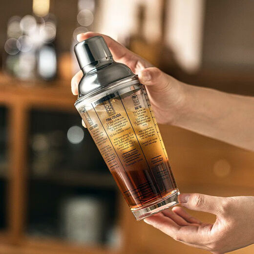 Mingyu Snow Cup Stainless Steel Mixer Set Milk Tea Shop Bartender Tools Shaker Set Entry-level Bartending Tools Set of Four 400ml Glass Style