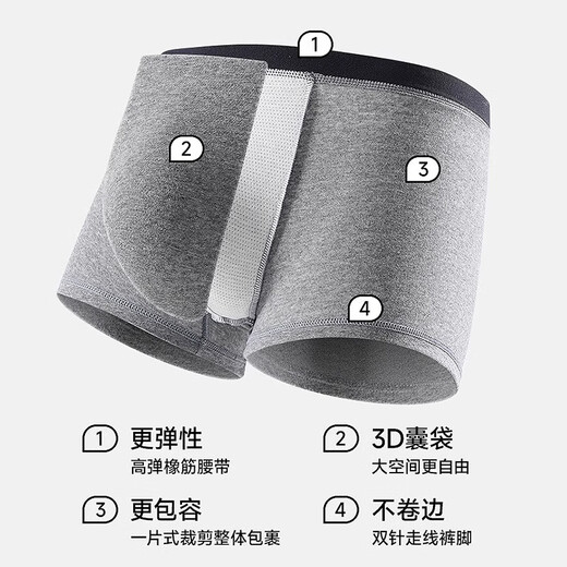 Yalu upgraded type A cotton crotch antibacterial cotton men's underwear men's mid-waist boxer briefs large size