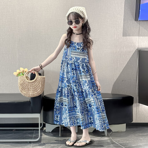 Burwilde International Brand Girls Dress Summer 2025 New Style Summer Beach Dress for Girls and Boys Bohemian Red 160 cm