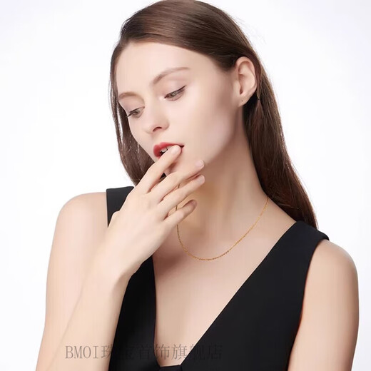 BMOI Old Phoenix 999 Gold Pure Gold Necklace Gypsophila 24k Women's Clavicle Chain Classic and Versatile for Valentine's Day 1.51g