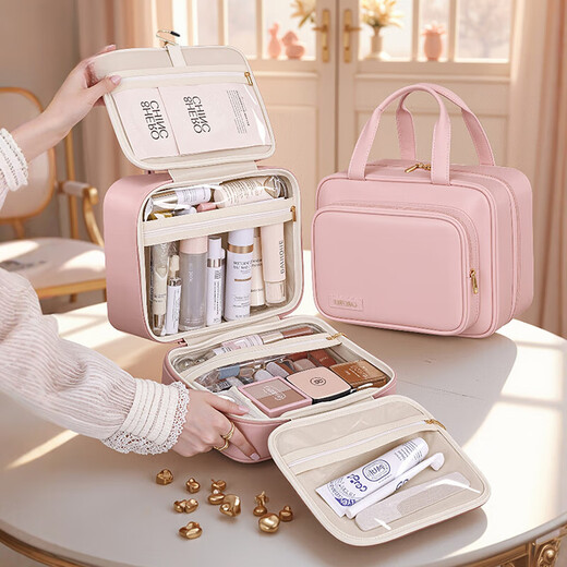 CKULH British cosmetic bag for women 2026 new portable large-capacity outing cosmetic case cosmetics toiletry bag storage bag rose pink patch bag large-capacity classified storage