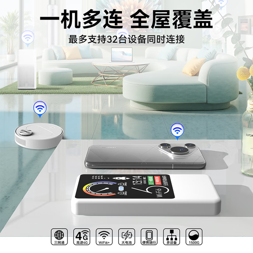 Fuyi Network portable wifi6 triple netcom card-free portable high-speed mobile wireless Gigabit router official authentic supports 5g unlimited traffic nationwide 2025 model 10000 mAh + charging and Internet dual-use + pearl white, 3 times the battery life
