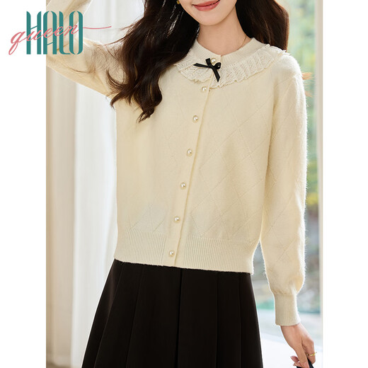 Halo Queen knitted cardigan women's French lace college style bow versatile cardigan H51Z021
