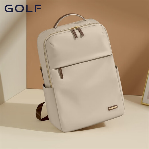 高尔夫（GOLF）双肩包女大容量15.6英寸电脑背包大学生书包防泼水旅行包生日礼物 果仁杏