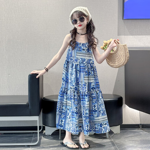 Burwilde International Brand Girls Dress Summer 2025 New Style Summer Beach Dress for Girls and Boys Bohemian Red 160 cm