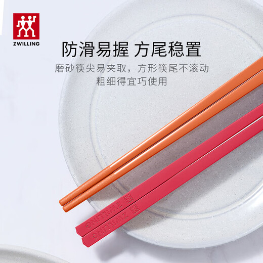 双立人（ZWILLING）筷子抗菌防霉高级一人一双专人专用家用高档NOW筷子彩色 两双装
