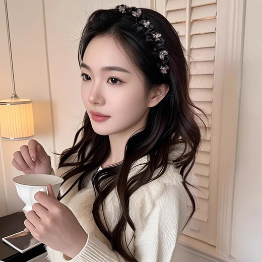 Hongyun high skull headband for women 2025 new hot style daily fluffy hairpin light luxury high-end headwear as a gift for your girlfriend High skull headband black F262