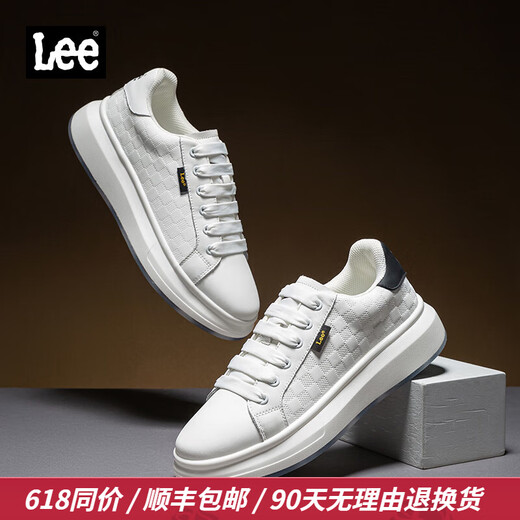 Lee男鞋休闲鞋设计感增高小白鞋男生时尚经典板鞋舒适百搭白色鞋子男 黑色 41 【偏大/请拍小一码】